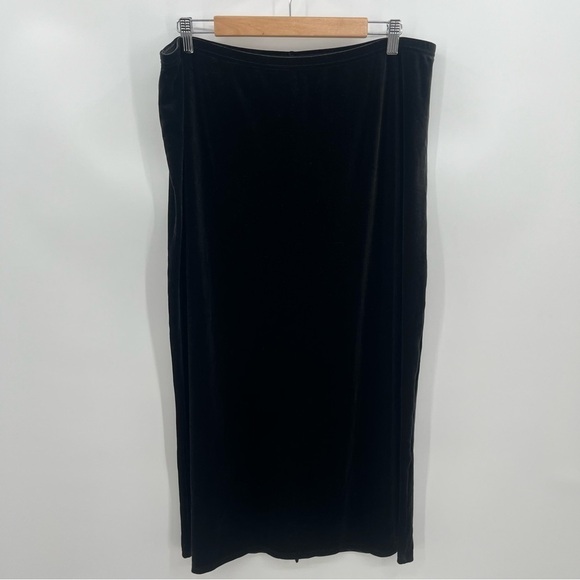 J Jill Black Velour Maxi Length Pull On Back Slit Skirt - Picture 1 of 7